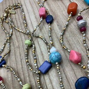 Chico’s Multi Colored Beads Seed Glass Long Necklace